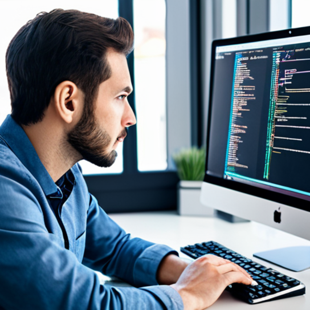 웹개발자 AI 연계 기술 - Code Completion AI**

"A software developer in a well-lit, modern office, focused on a computer scre...