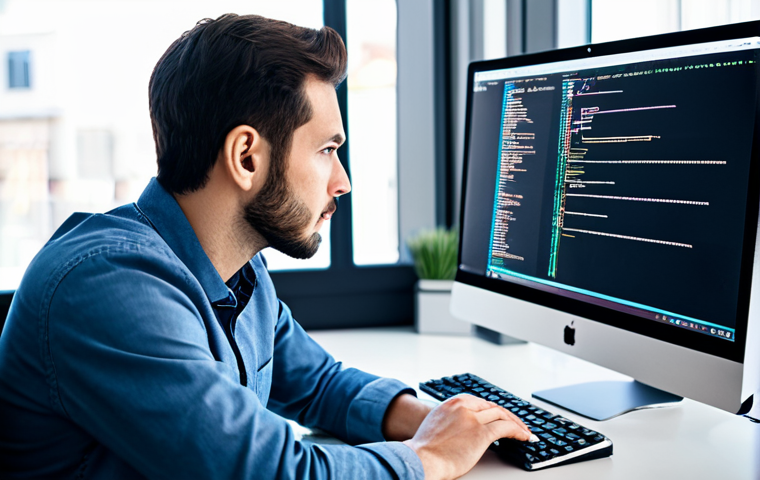 웹개발자 AI 연계 기술 - Code Completion AI**

"A software developer in a well-lit, modern office, focused on a computer scre...