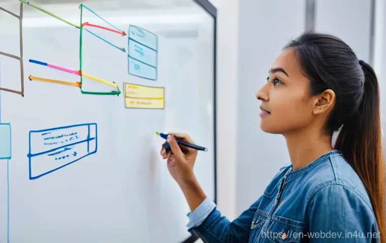 웹개발자 이론 공부법 - **Prompt:** A vibrant, realistic image of a female web developer, in her mid-20s, wearing comfortabl...