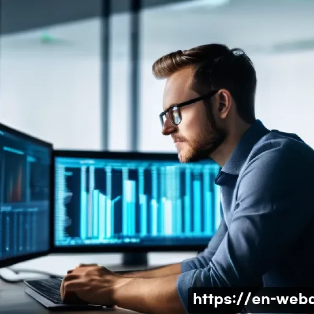 웹개발자 코드 분석 - **Prompt:** A highly focused software engineer, mid-30s, working in a modern, well-lit office enviro...