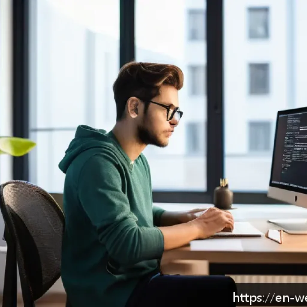 웹개발자 자격증 난이도 - A modern web developer workspace showing a young adult focused on coding JavaScript on dual monitors...